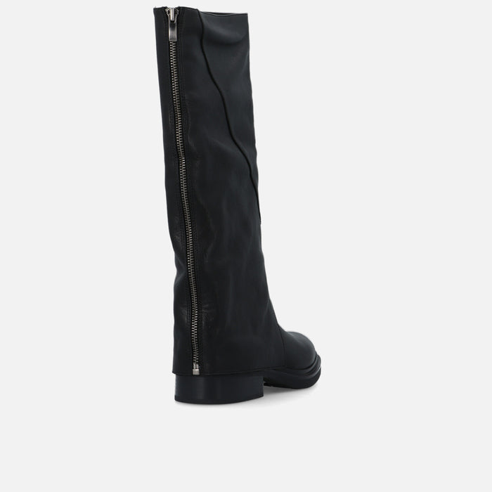 Bruno Premi - High leather boot with cuff and decorative zip on the back