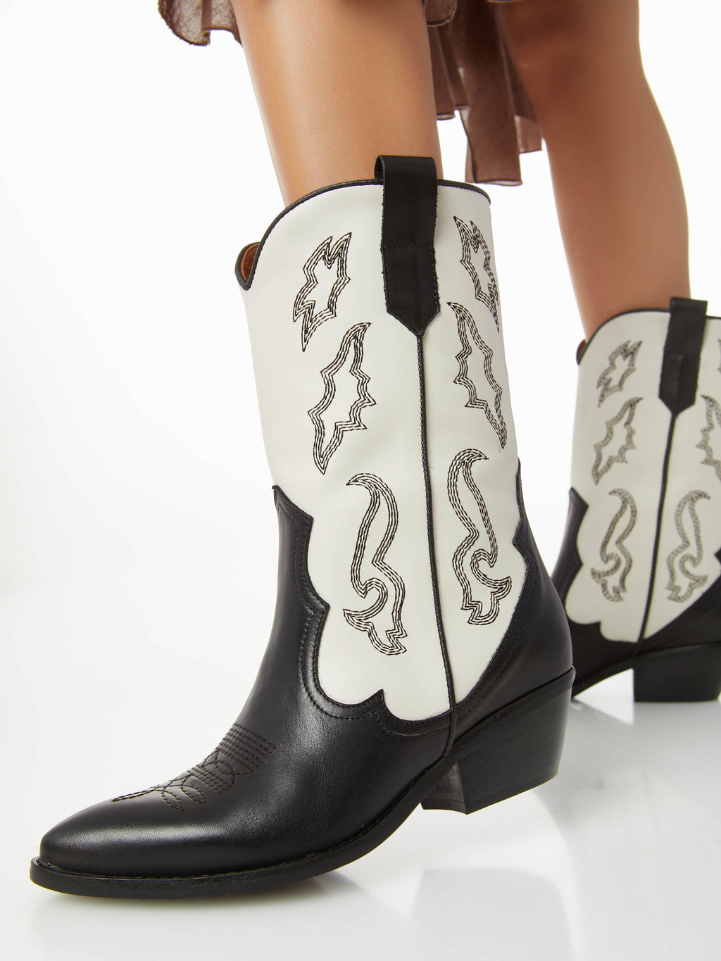 Ovyé stivale Texano Bianco-Nero