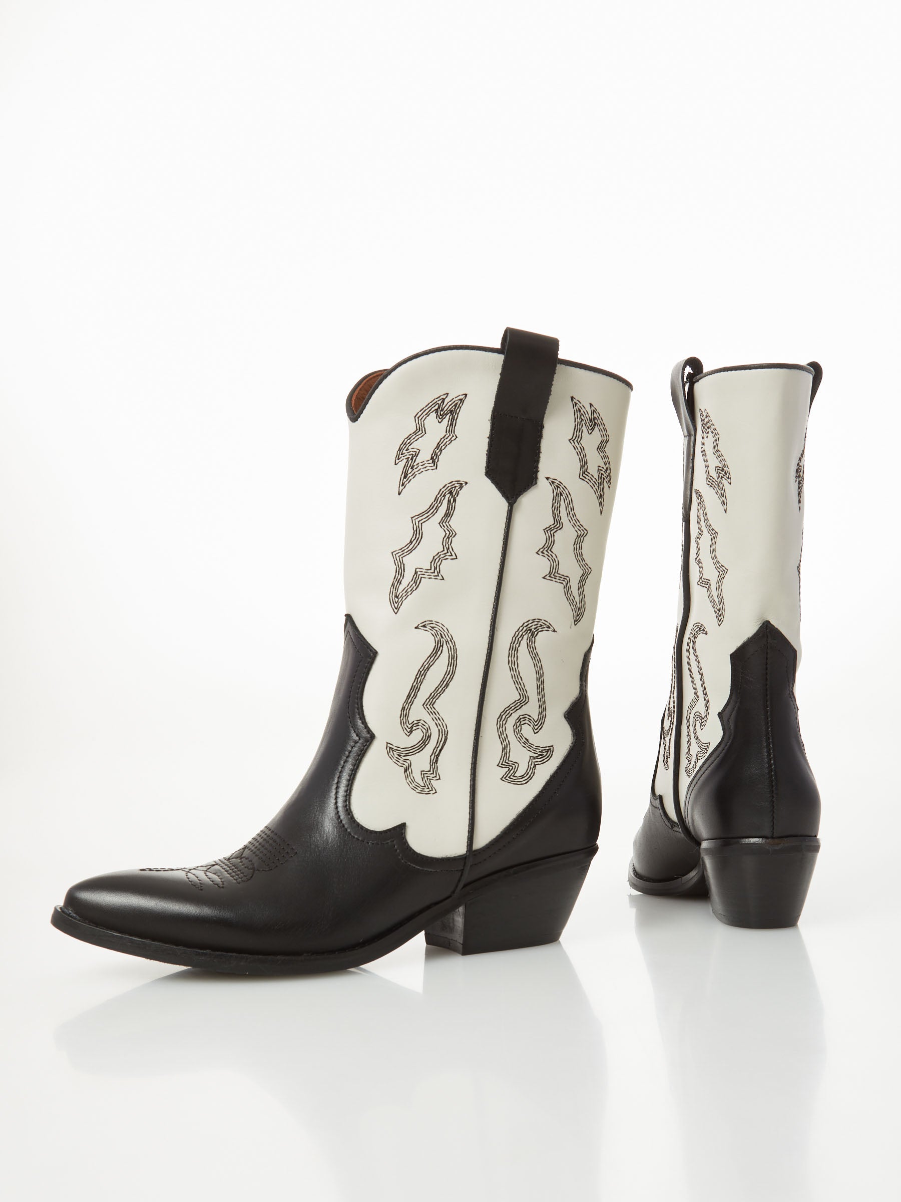 Ovyé stivale Texano Bianco-Nero