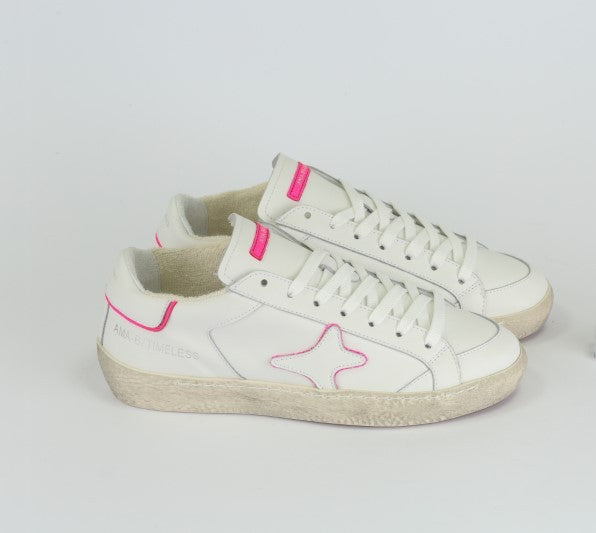 Ama Brand - Sneaker in pelle Bianco/Fucsia cod. 4609