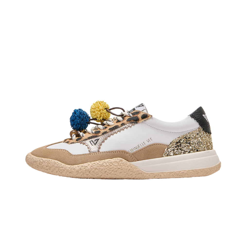 Emanuélle Vee - Sneaker in pelle Multi Gold Leopard