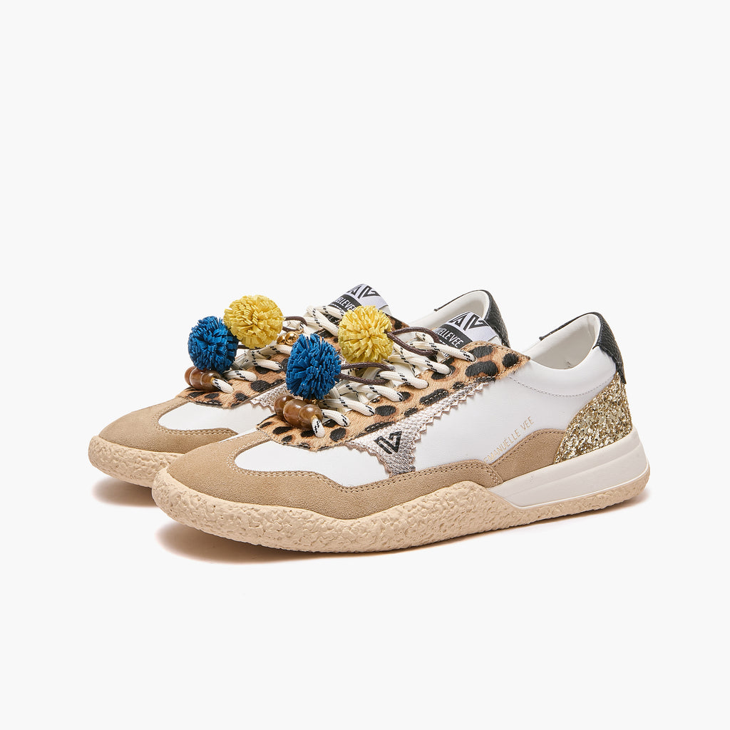 Emanuélle Vee - Sneaker in pelle Multi Gold Leopard