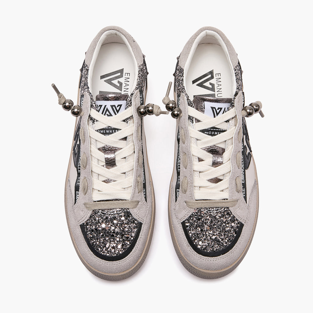 Emanuélle Vee - Sneaker Olivia 462P -104-13-P011CB Glitter argento