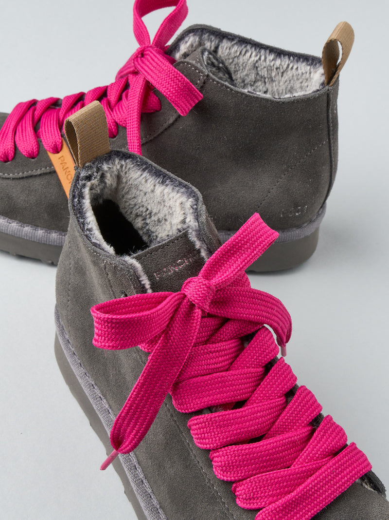 Panchic - Ankle Boot Suede col. Antracite/Fuchsia