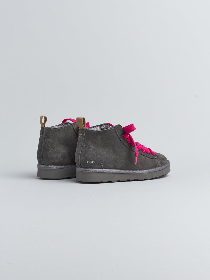 Panchic - Ankle Boot Suede col. Antracite/Fuchsia