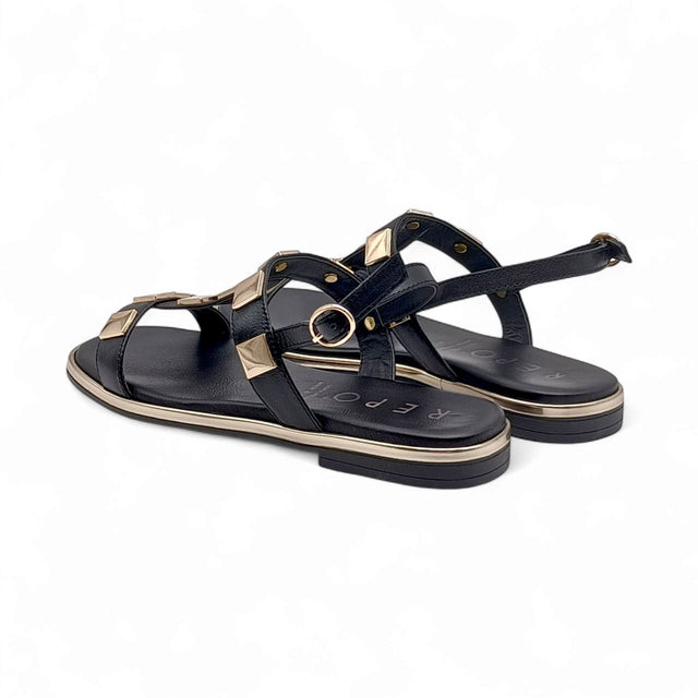 La Repo - Sandalo in pelle con borchie col. Nero cod. 0260
