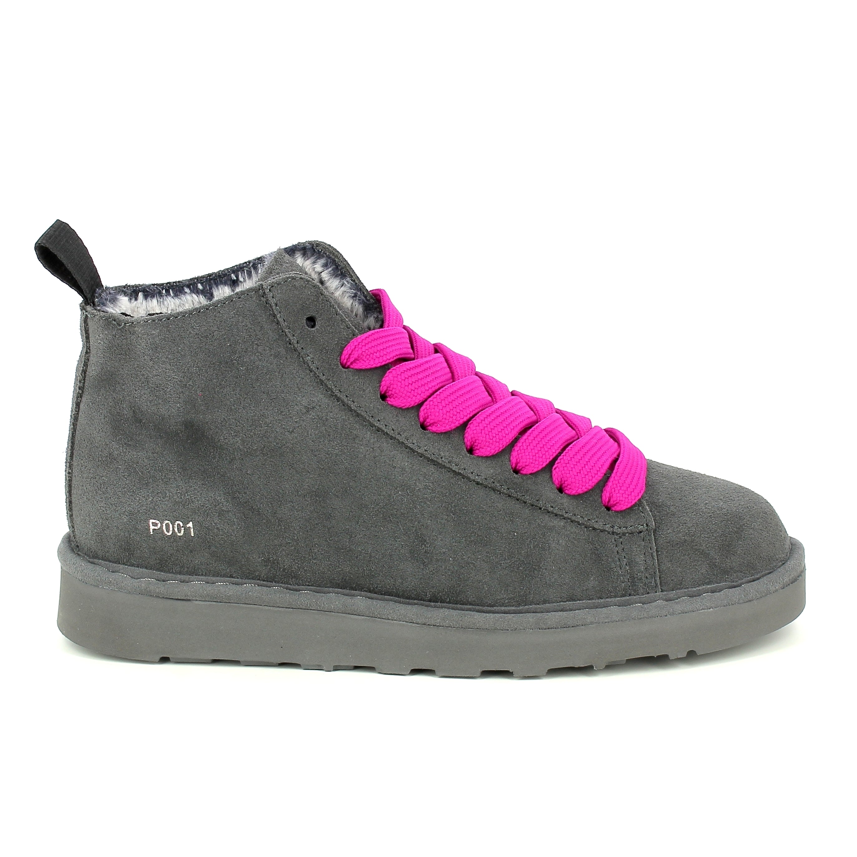 Panchic - Ankle Boot Suede col. Antracite/Fuchsia