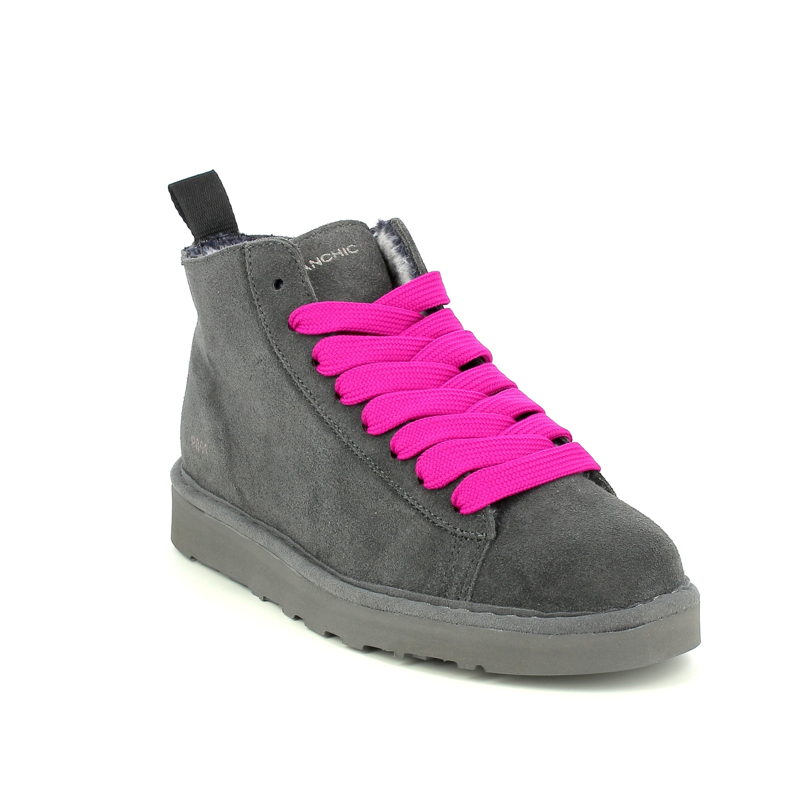 Panchic - Ankle Boot Suede col. Antracite/Fuchsia