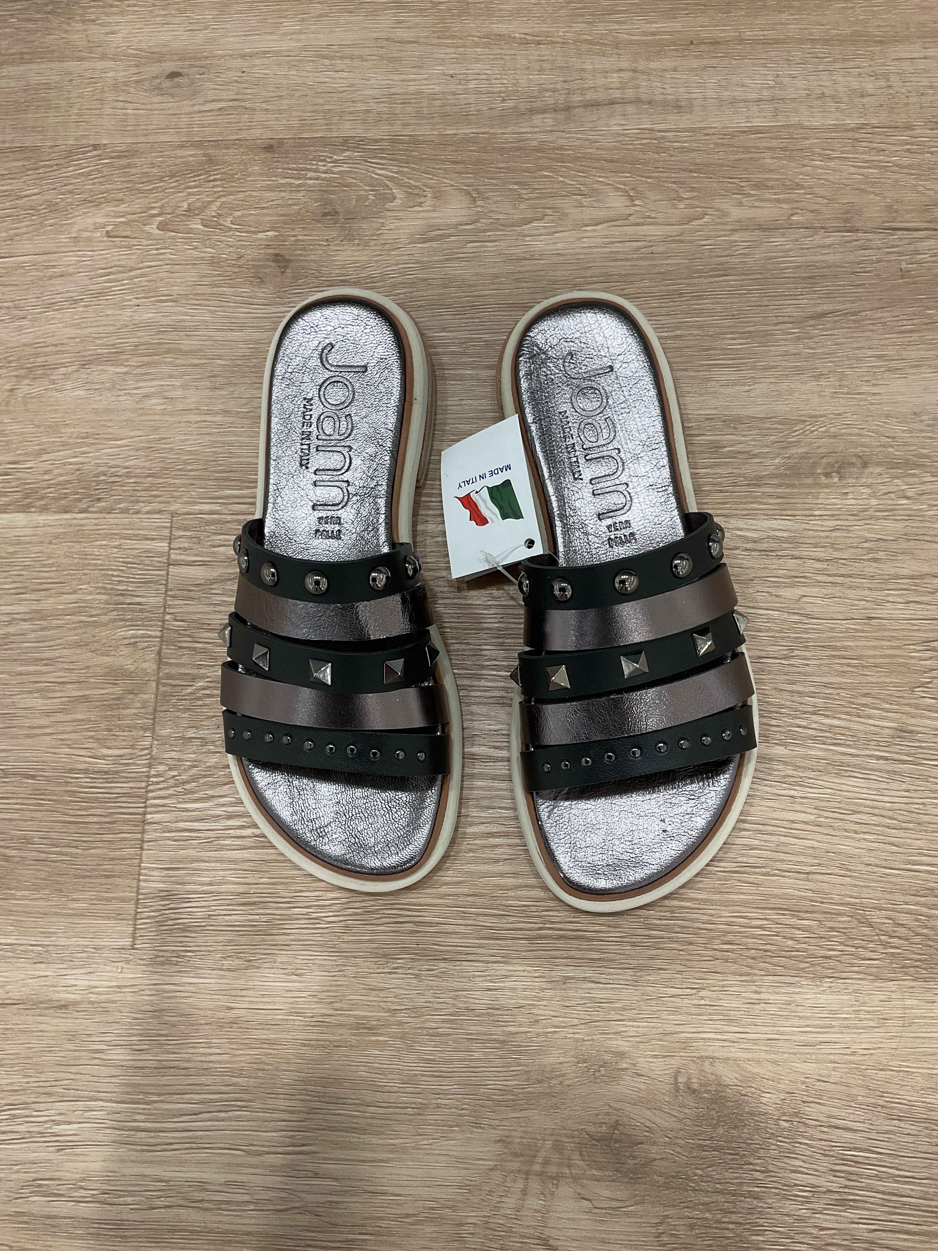 Joann - Sandalo/ciabatta in pelle Mod. Tampa laminato antracite