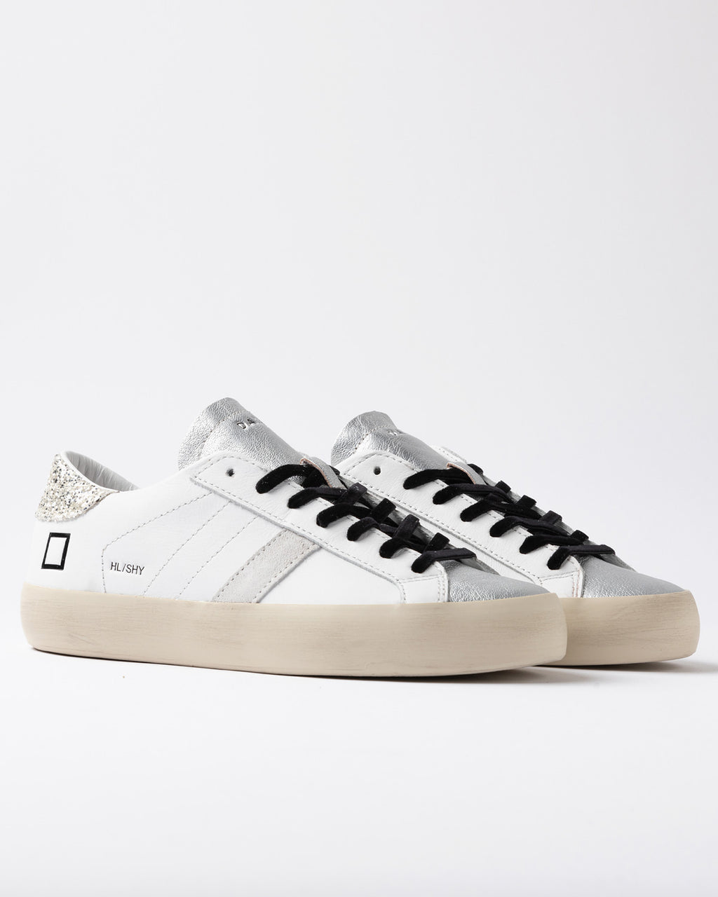 D.A.T.E. Sneaker Hill Low Shiny White-Platinum