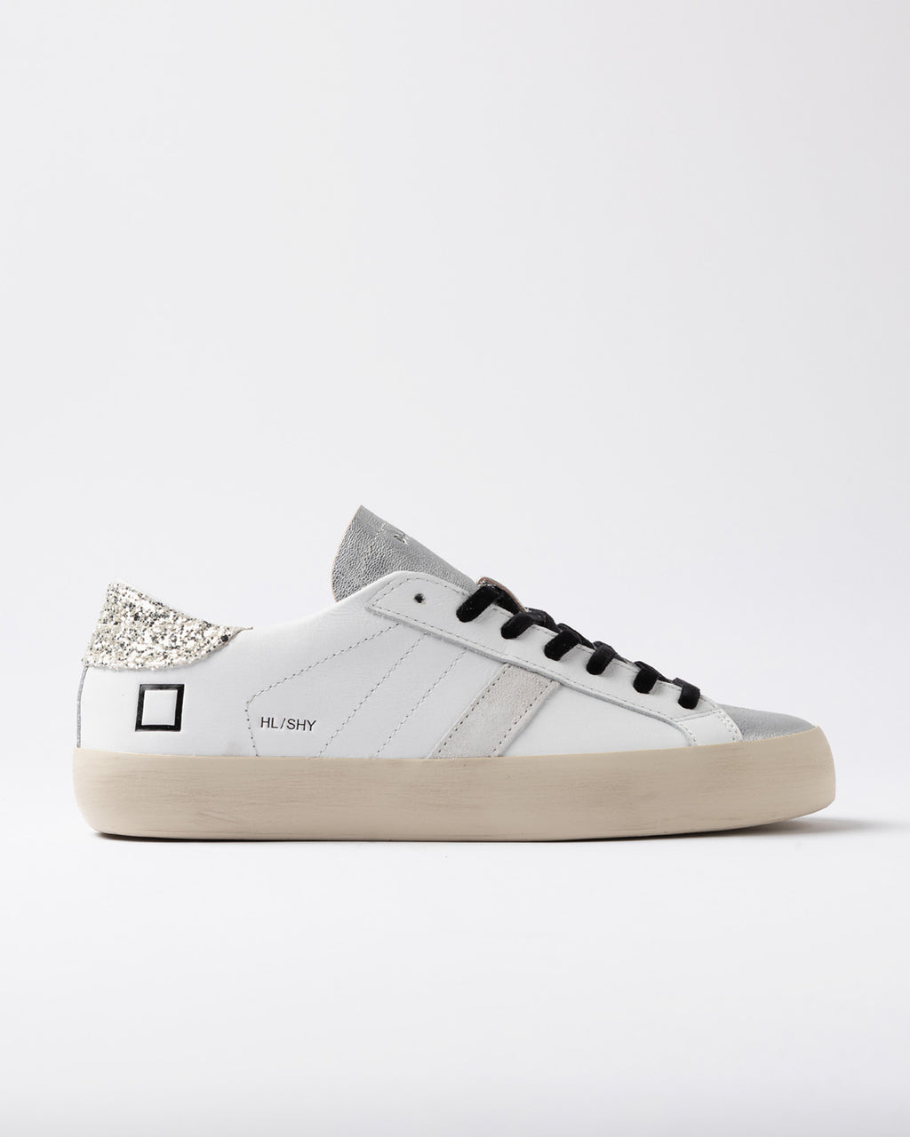 D.A.T.E. Sneaker Hill Low Shiny White-Platinum