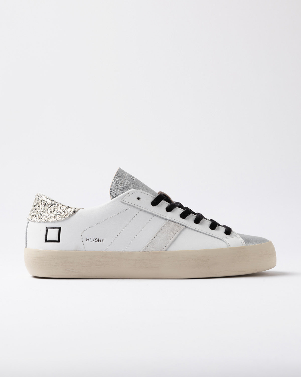 D.A.T.E. Sneaker Hill Low Shiny White-Platinum
