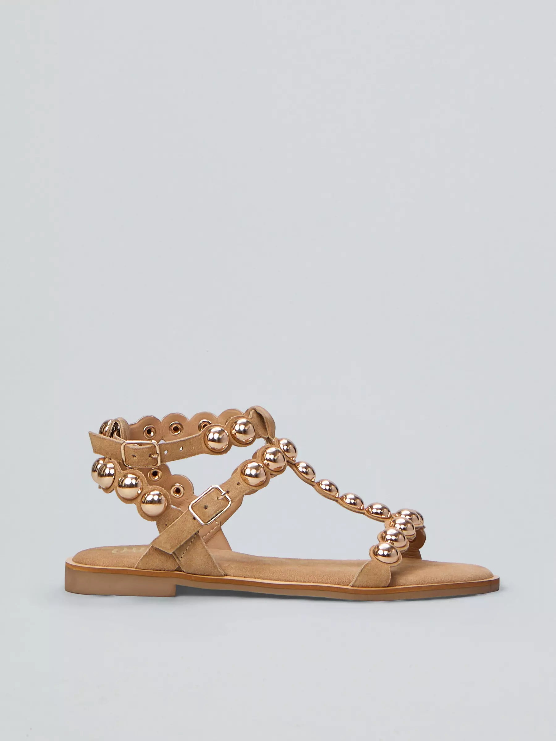 Ovyé - Sandalo In Camoscio con borchie dorate