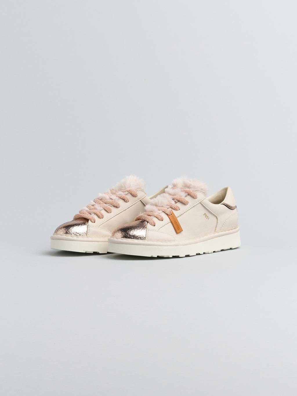 Panchic- sneaker in pelle con inserti pelliccia e laminato P001W022