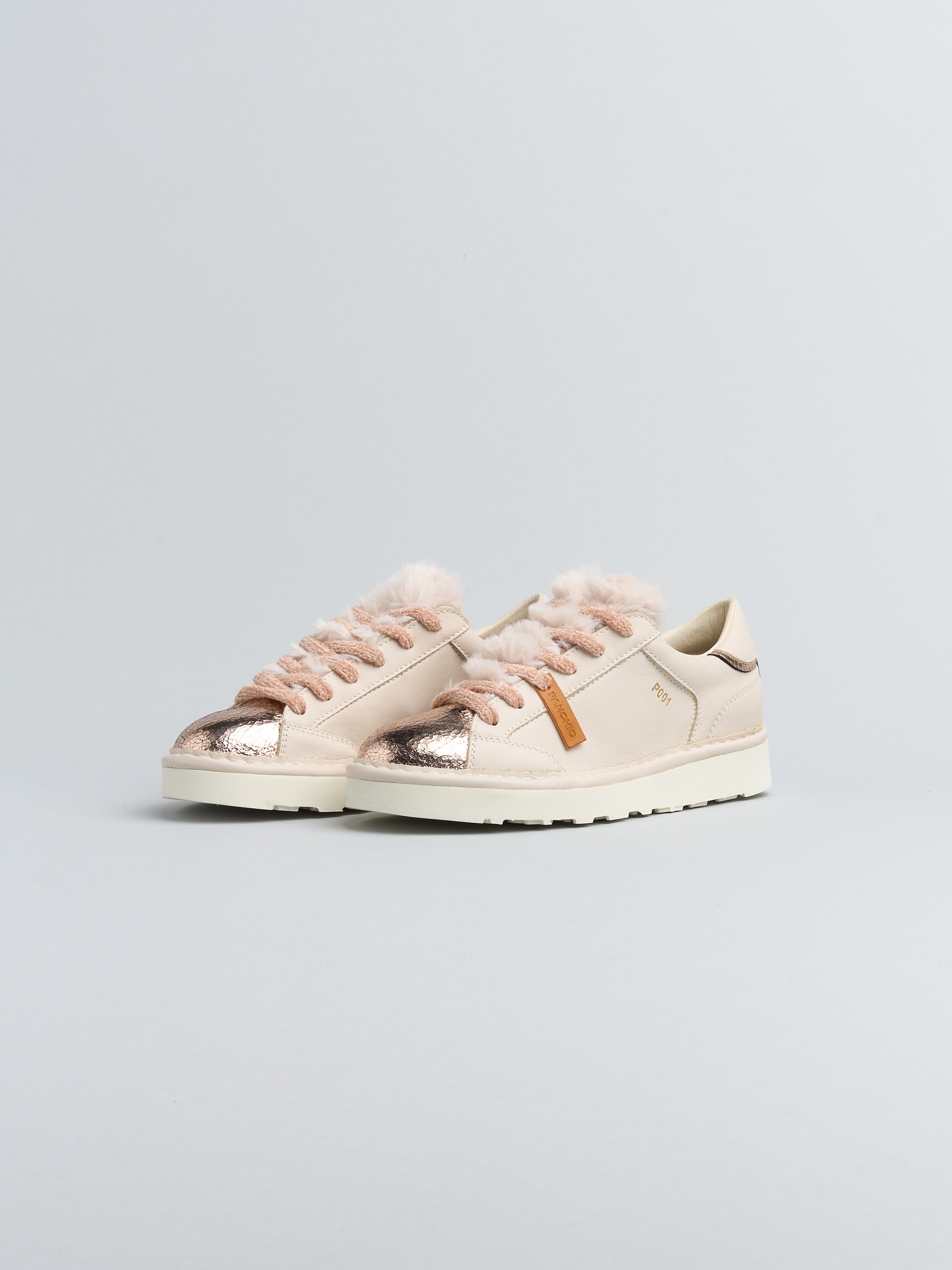 Panchic- sneaker in pelle con inserti pelliccia e laminato P001W022