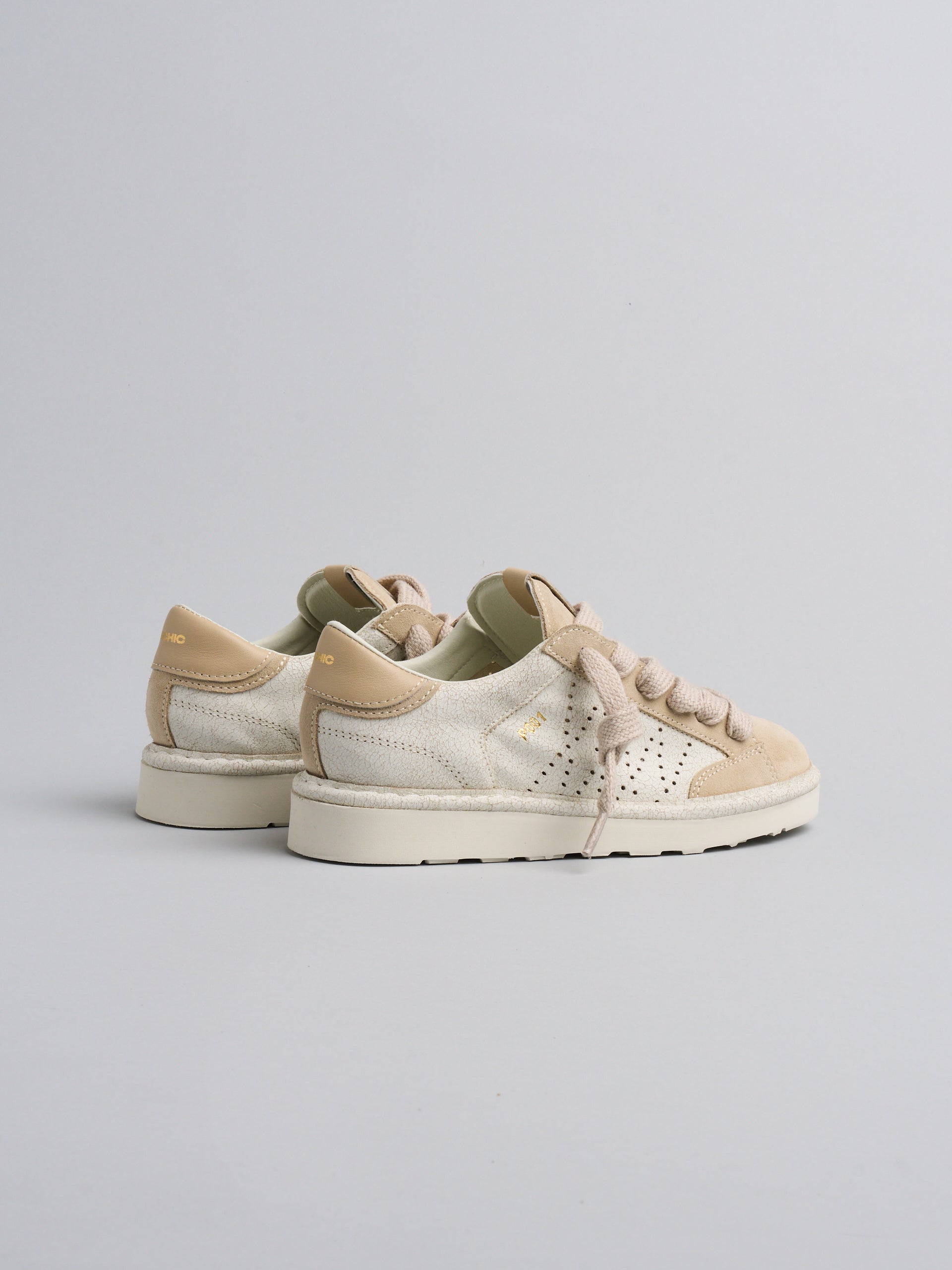 Panchic P001 - Sneaker cracked suede Ivory-Sand
