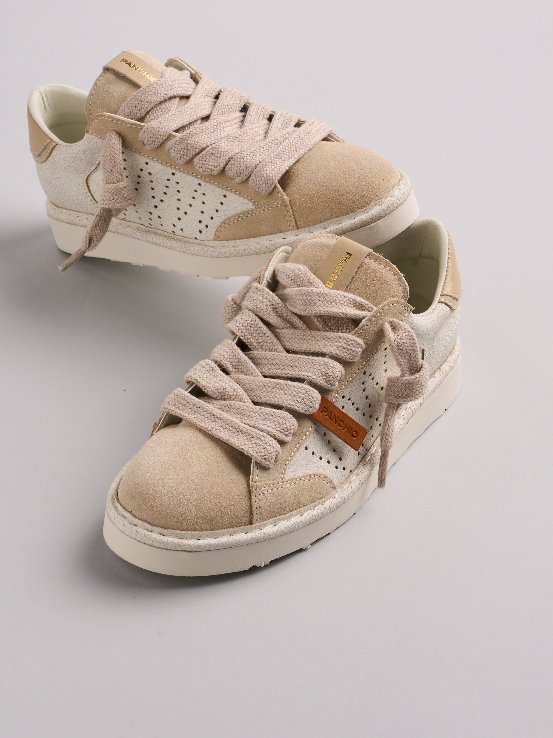 Panchic P001 - Sneaker cracked suede Ivory-Sand