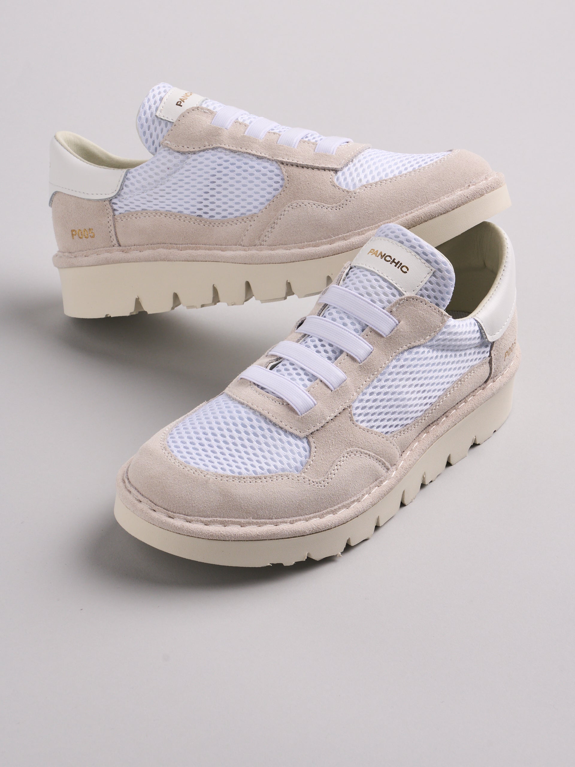 Panchic - Slip on Mesh Suede Leather col. Bianco