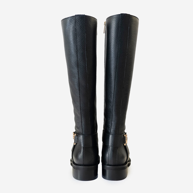 Evaluna High Boot Mod. 2235 Dollaro Black - in hammered leather with accessory