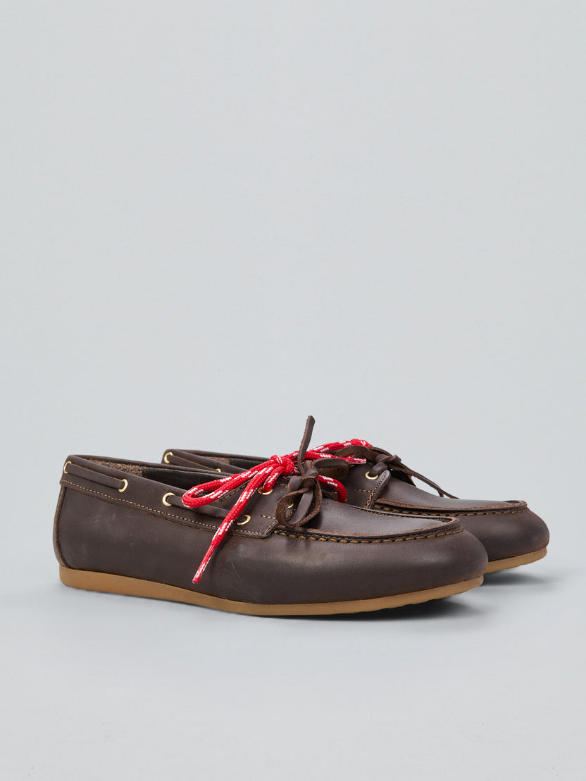 Ovyé - SM90DAK col. Cioccolato - Mocassini in pelle modello barca