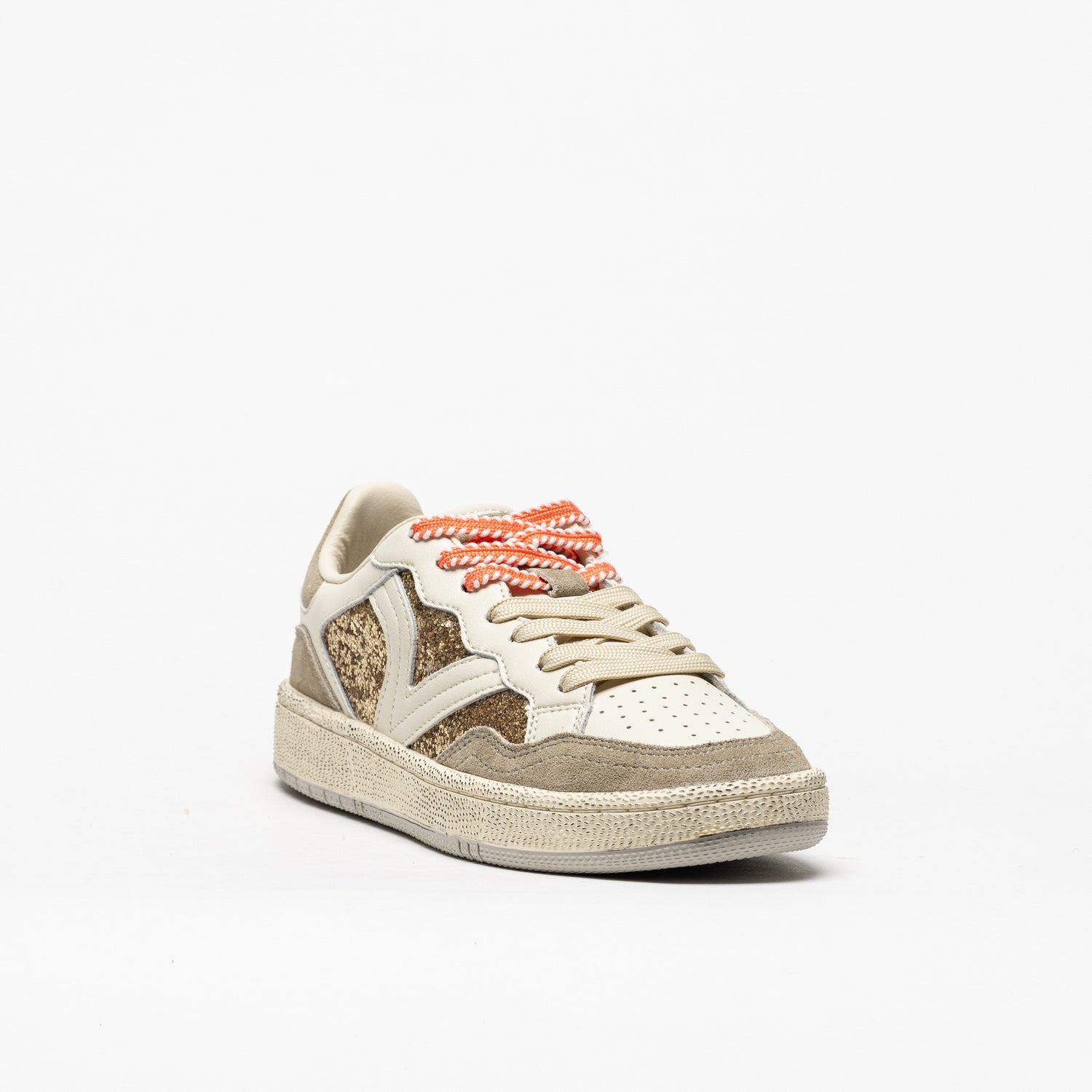Victoria - Sneaker in pelle Beige/Gold rif. 8806117