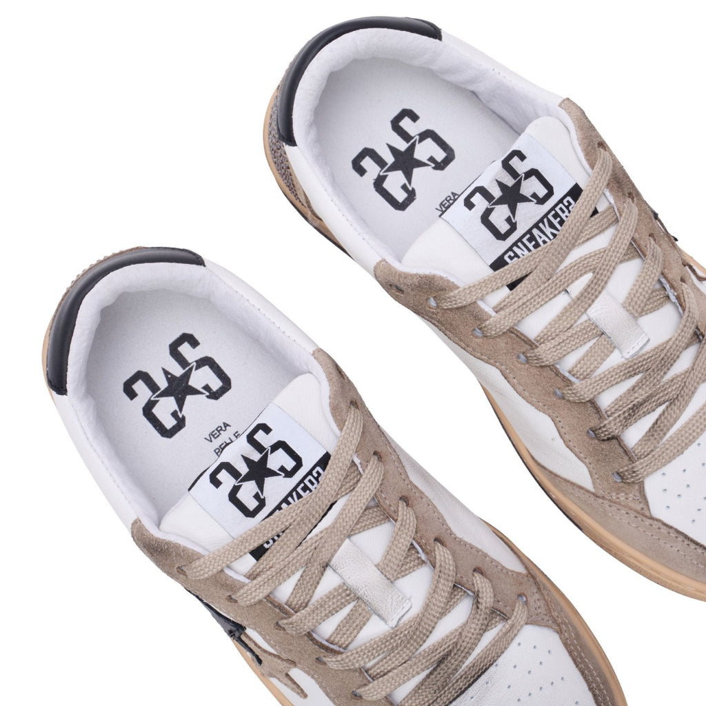2Star Sneaker in pelle 2SD5203 - Bianco/nero/taupe