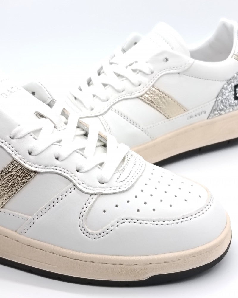 D.a.t.e. Court 2.0 Vintage Calf White - Silver W431-C2-VC-WS