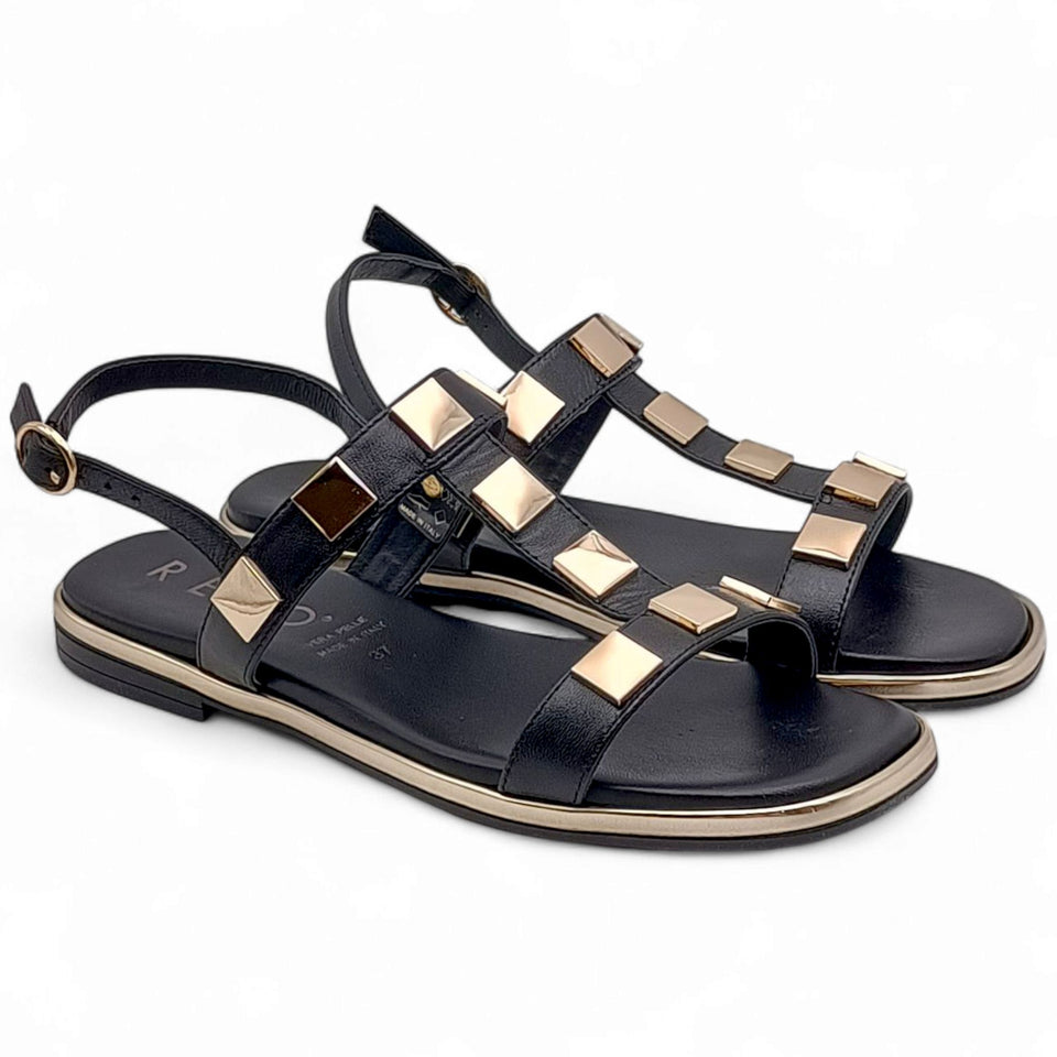 La Repo - Sandalo in pelle con borchie col. Nero cod. 0260