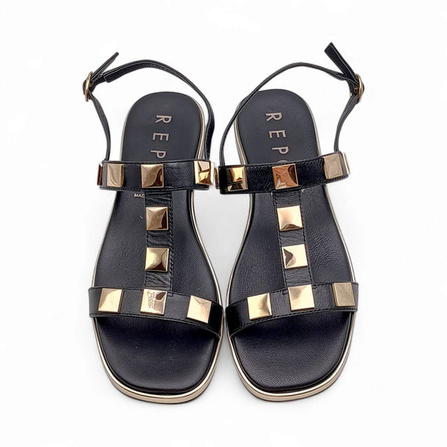 La Repo - Sandalo in pelle con borchie col. Nero cod. 0260