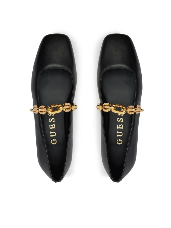 Guess - Leather ballerina with chain accessory col. Black