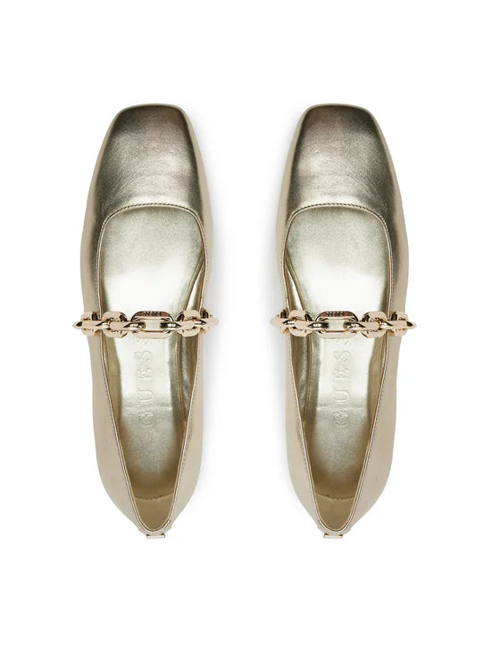 Guess - Leather ballerina with chain accessory col. Gold