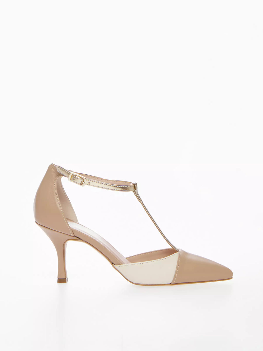 Ovyé Mary Jane real leather - two-tone with gold strap
