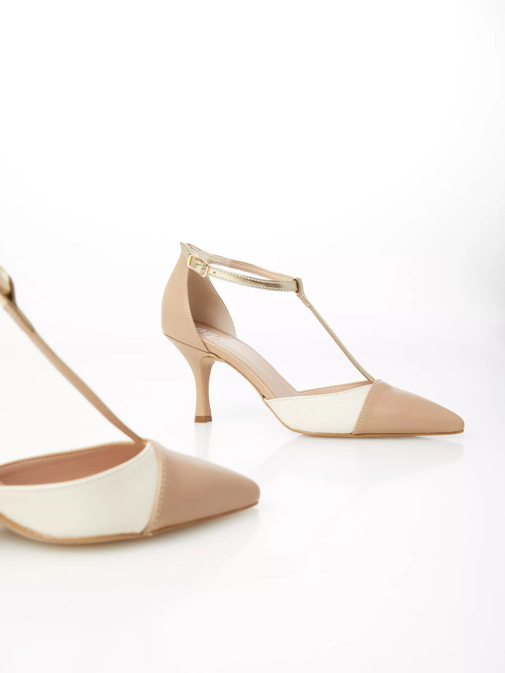 Ovyé Mary Jane real leather - two-tone with gold strap