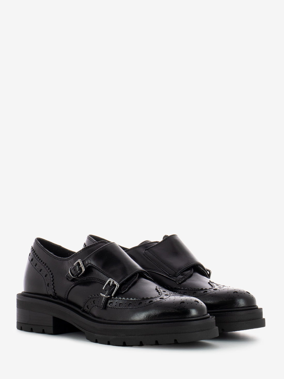 Carmens - Calzature in pelle con patta doppia fibbia A54011 - col. Nero
