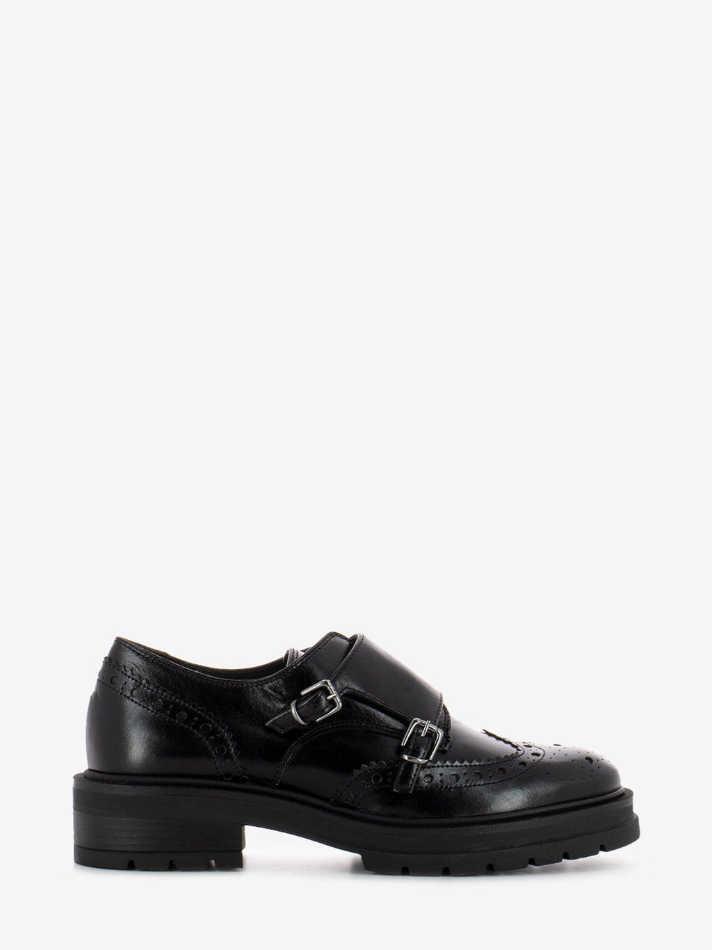 Carmens - Calzature in pelle con patta doppia fibbia A54011 - col. Nero