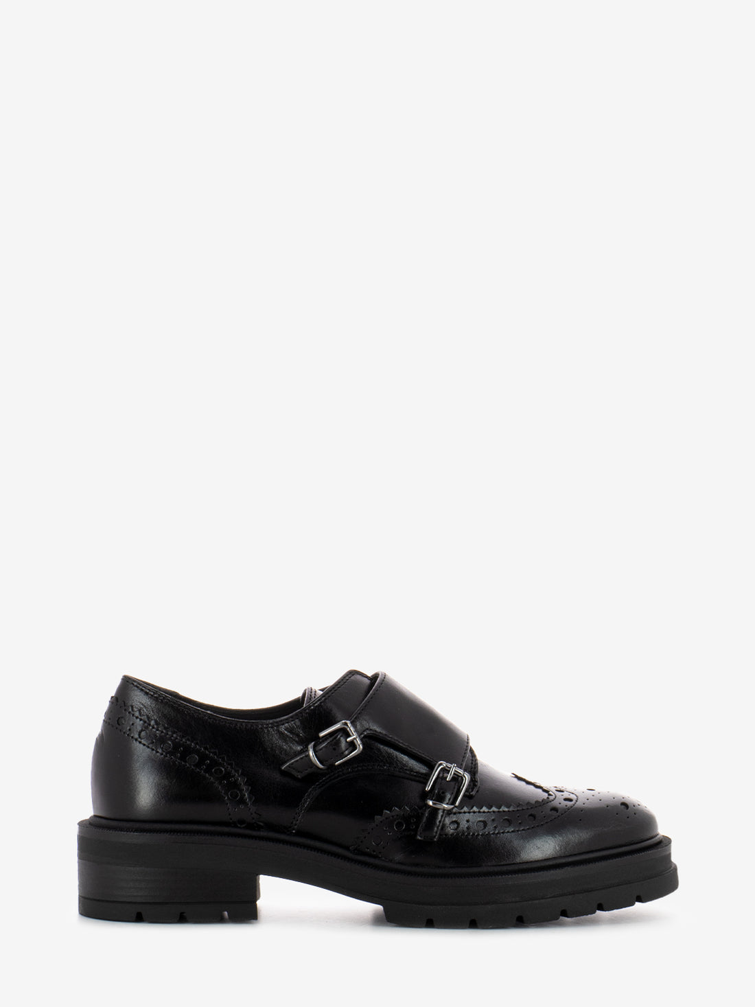 Carmens - Calzature in pelle con patta doppia fibbia A54011 - col. Nero