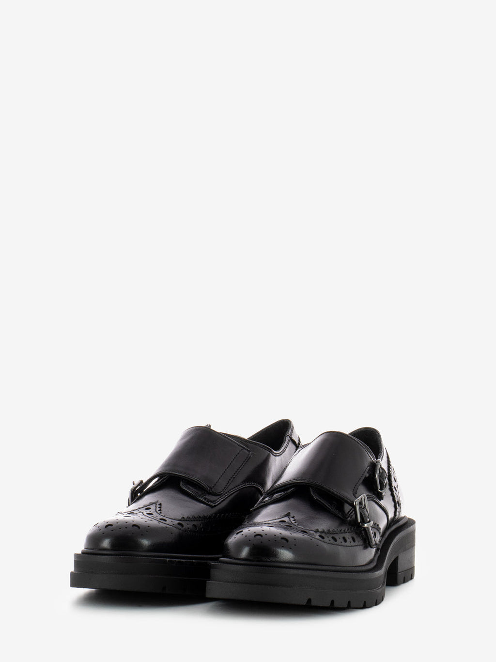 Carmens - Calzature in pelle con patta doppia fibbia A54011 - col. Nero
