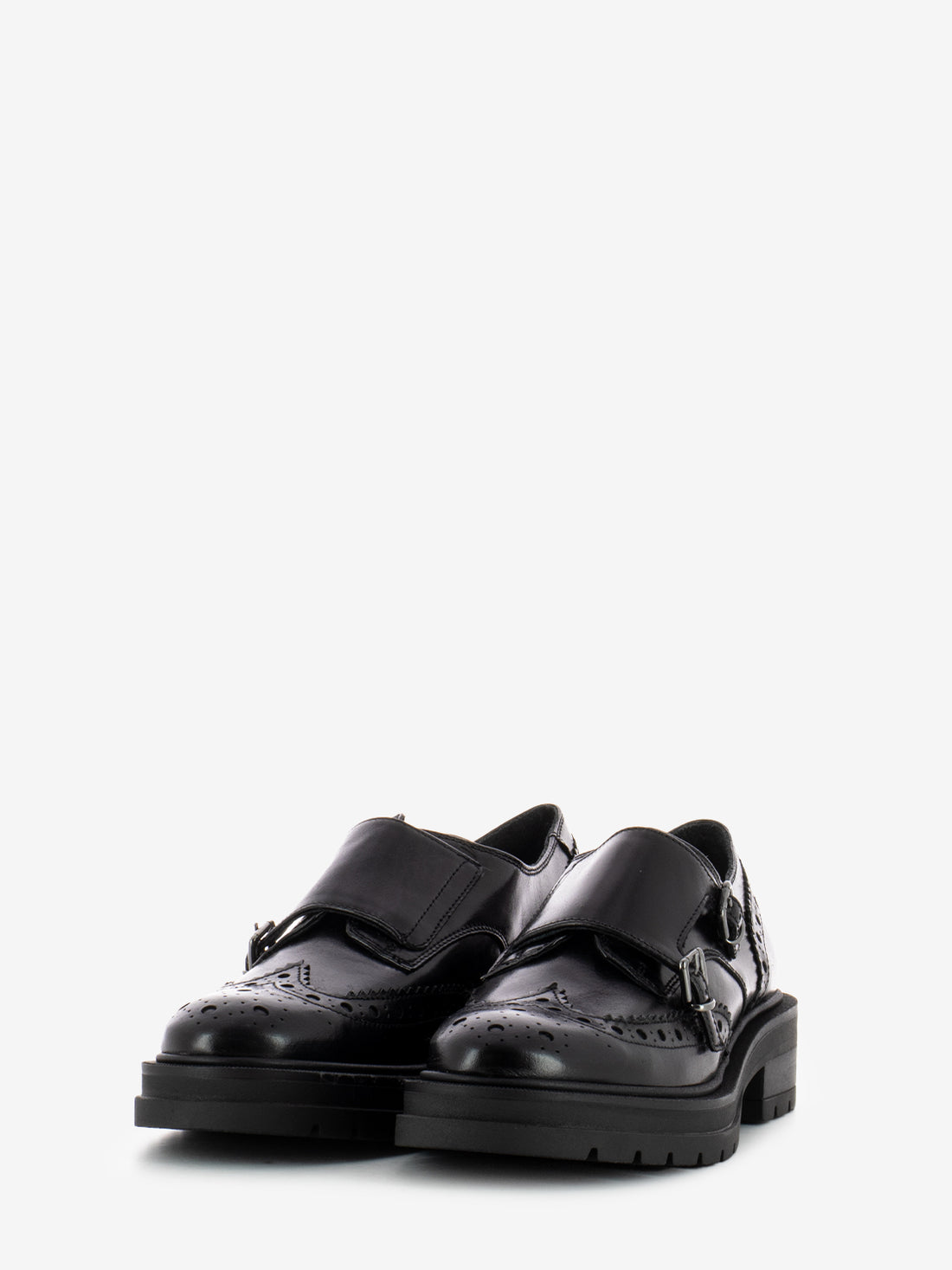 Carmens - Calzature in pelle con patta doppia fibbia A54011 - col. Nero