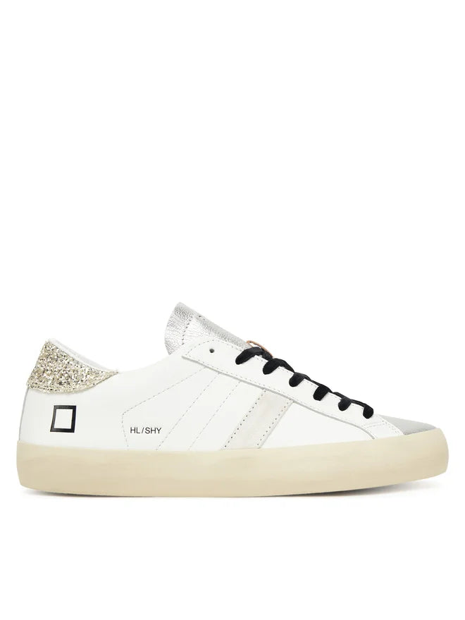 D.A.T.E. Sneaker Hill Low Shiny White-Platinum
