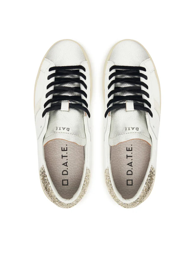 D.A.T.E. Sneaker Hill Low Shiny White-Platinum