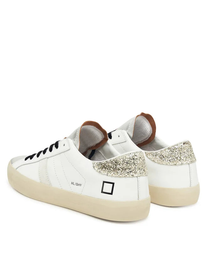 D.A.T.E. Sneaker Hill Low Shiny White-Platinum